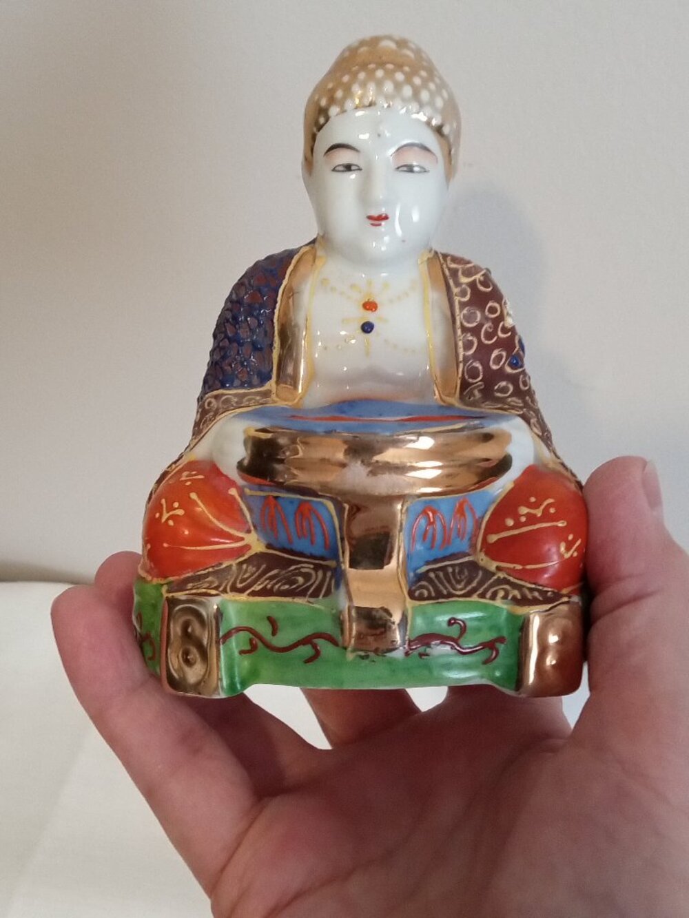 Vintage Japanese Satsuma Porcelain Moriage Buddha